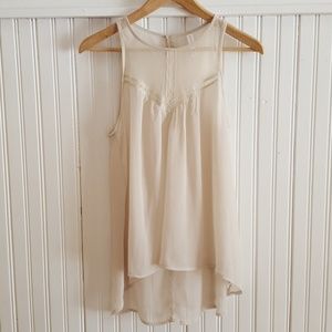 Top Sleeveless Elegant Tank Dressy Casual Lace Sm